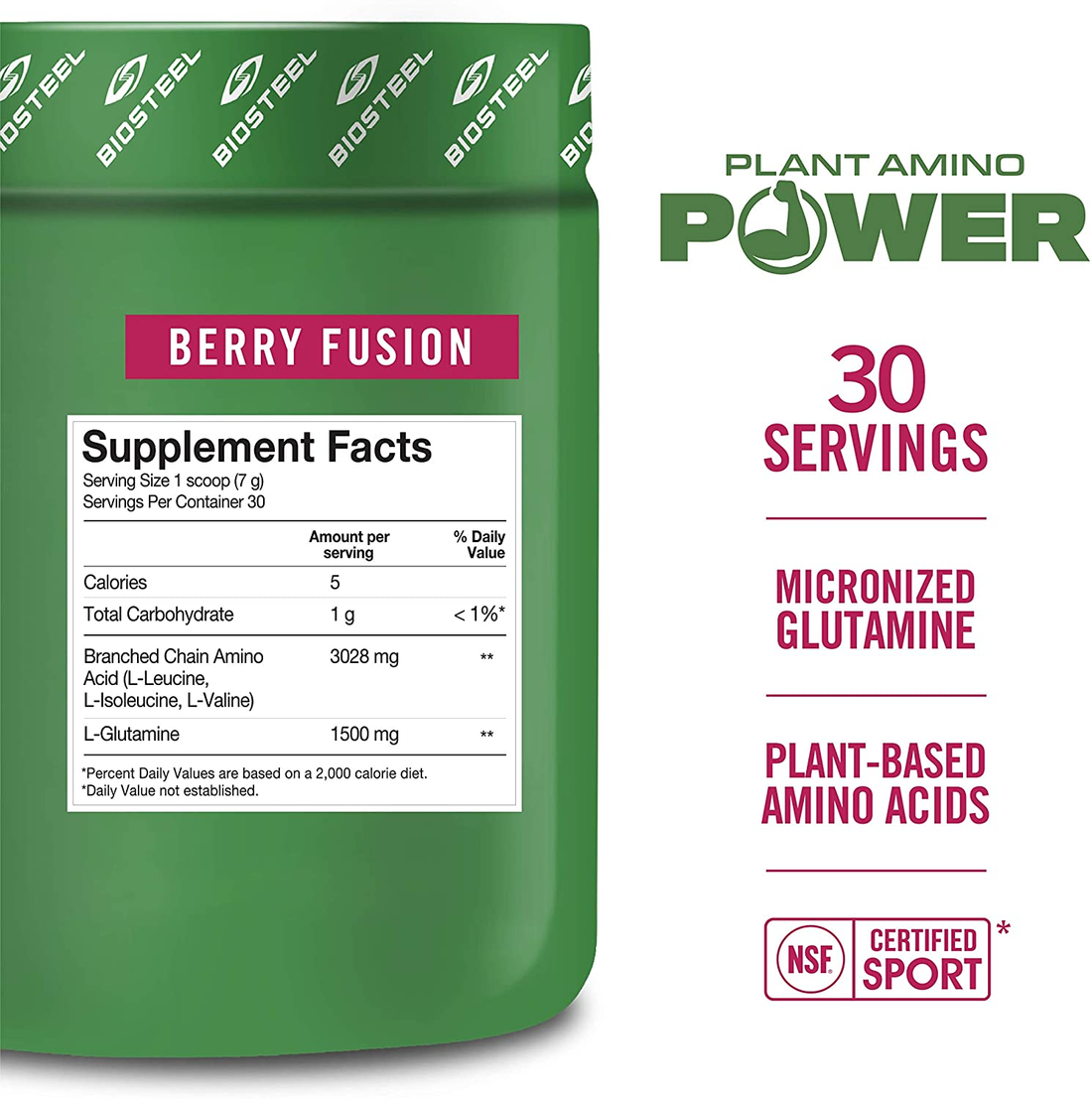 Plant Amino Power BCAA+ BCAA-juomajauhe / Berry Fusion